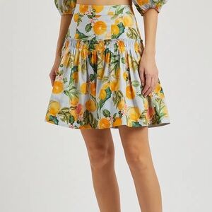 Cara Cara Citrus Print Mini Skirt - Orange and Green